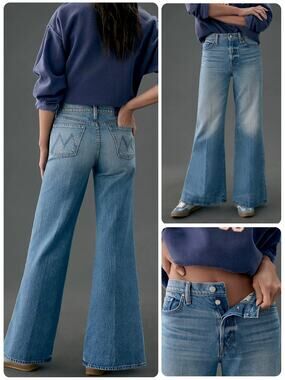Mother SUPERIOR The Tomcat Roller 27 “Pretty Is As Pretty Does” Wide Leg Jeans